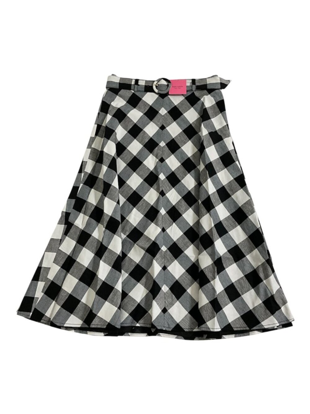 Kate Spade Black Gingham Plaid Belted Midi Skirt Women’s 6 NWT $328 MSRP